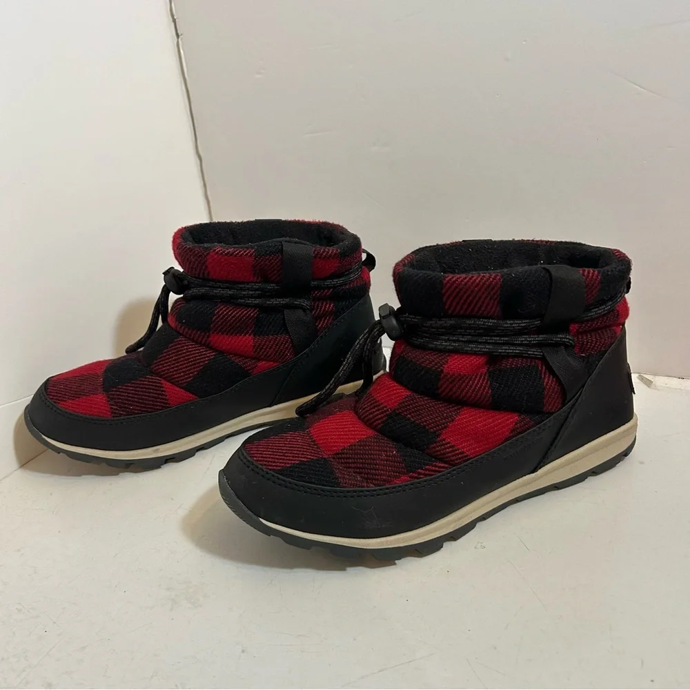 Sorel‎ women’s red & black plaid slip on winter booties waterproof boots size 7 - Picture 3 of 11